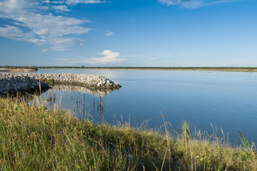 Landscape of the lagoon at the Po delta river national park, Italy.
