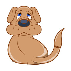 Scared Cartoon Puppy Vector Illustration