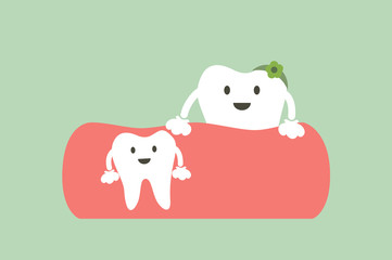 baby tooth and mom - first teeth concept