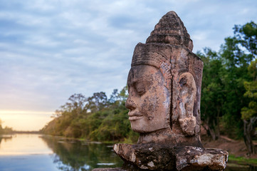 sculptures in the South Gate of Angkor Wat, Siem Reap, Cambodia.