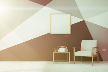 Living room, geometric pattern, poster toned