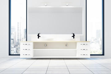 Fototapeta na wymiar White bathroom interior, double sink