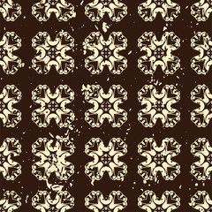 Abstract vintage ornamental pattern with fading and scratches, paint splashes. Vector template can be used for design of wallpaper, fabric, oilcloth, textile, wrapping paper and other design