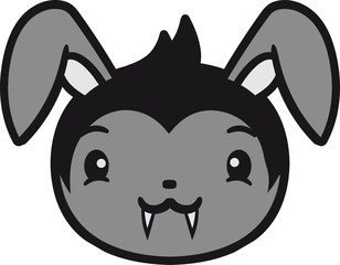 kopf gesicht vampir drakula böse blutsauger fledermaus horror kostüm halloween kaninchen hase klein süß niedlich glücklich