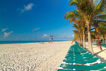 Idyllic beach at the Caribbean sea of Mexico