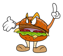 Angry Cartoon Burger Vector