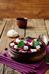 Red Cabbage with Cranberries, Almonds and Goat Cheese stew