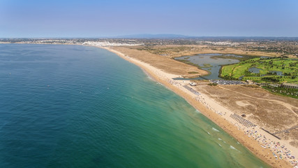 Aerial panorama of Albufeira in Algarve region, Portugal, bech Gale