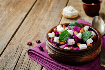 Red Cabbage with Cranberries, Almonds and Goat Cheese stew