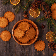 Christmas wooden background.