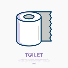 Toilet paper thin line icon. Vector illustration of hygiene for health.