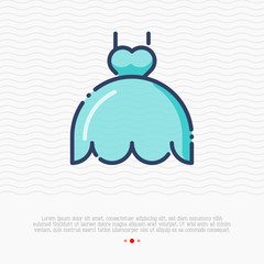 Wedding dress thin line icon. Vector illustration.
