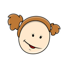 Happy Cartoon Funny Girl Face