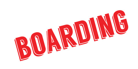 Boarding rubber stamp. Grunge design with dust scratches. Effects can be easily removed for a clean, crisp look. Color is easily changed.