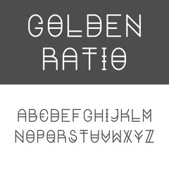 Fototapeta premium Trendy Golden Ratio Thin Line Typeface. Golden Proportion Font. Latin Alphabet. Vector.