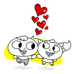 Cute Happy Kid Couple Loving