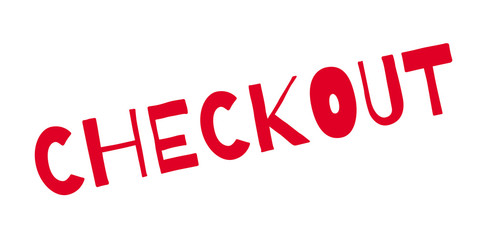 Checkout rubber stamp. Grunge design with dust scratches. Effects can be easily removed for a clean, crisp look. Color is easily changed.