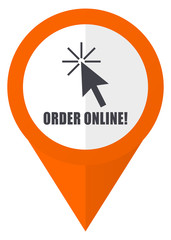 Order online orange pointer vector icon in eps 10 isolated on white background.