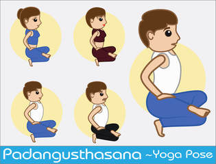 Yoga Cartoon Vector Poses - Padangusthasana