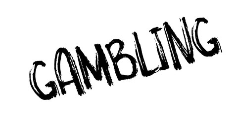 Gambling rubber stamp. Grunge design with dust scratches. Effects can be easily removed for a clean, crisp look. Color is easily changed.