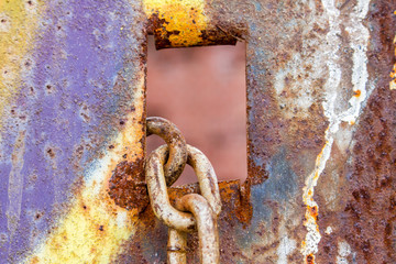 Rusty chain on the gate