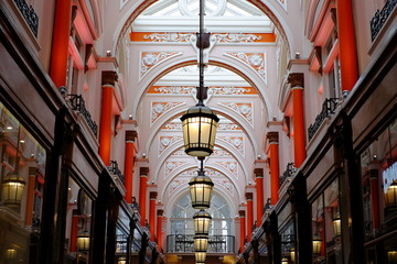 Lanterns Hanging from Decorated Shopping Arcade Arches