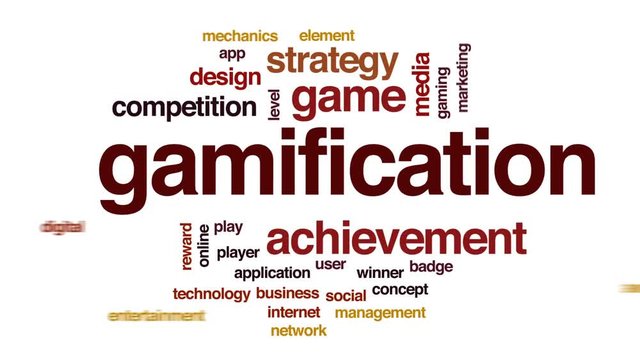 Gamification animated word cloud, text design animation.