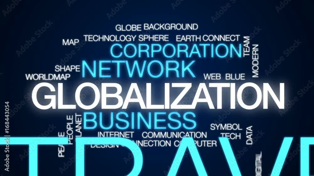 Poster globalization animated word cloud, text design animation.