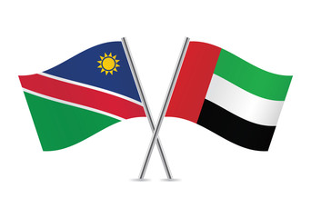 Namibia and United Arab Emirates flags.Vector illustration.
