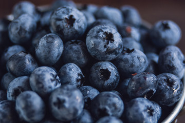 Wet fresh Blueberry background. Studio macro shot