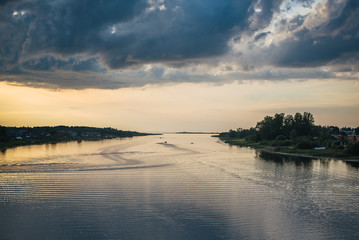 Estuary, at sunset, before the confluence of Lake Ladoga