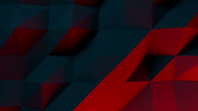 Abstract 3d rendered background with displaced triangulated geometry.  Loopable sequence of  deforming plane primitive. Light is passing around and casting  dynamic shadows. Noise deformation.