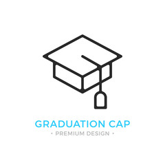 Graduation cap icon. Education, learning, graduation logo. Premium design. Vector thin line icon