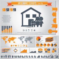 Family infographics elements and icons set.
