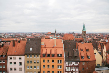 Fototapeta premium Panoramic city view with residential buildings in Nuremberg, Germany.