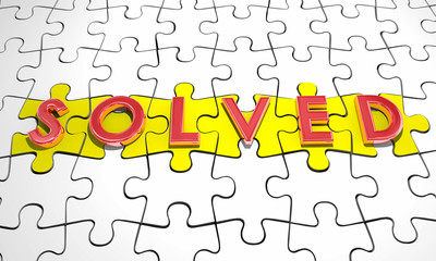 Solved Puzzle Pieces Solution Word 3d Illustration