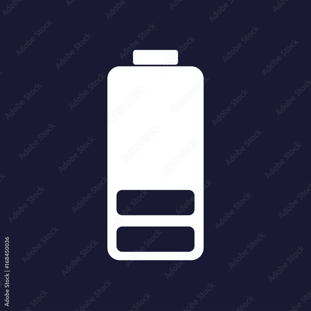 Poster battery icon vector. symbols of battery low charge level.vector icon on dark blue background.