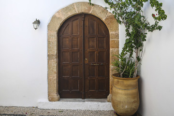 Arched door to mediterranean villa