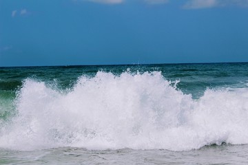 Waves of the Mediterranean Sea are rolling ashore (Alanya, Turkey).