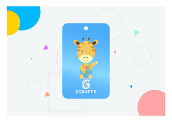 Fun zoo. Cute little baby giraffe sit cartoon illustration hand drawn alphabet style for children