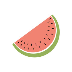 Wassermelone - Icon, Piktogramm, grafisches Element - bunt, rot, grün, schwarz, weiß
