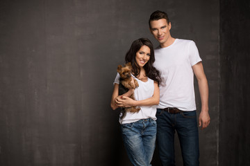 Happy casual couple in jeans
