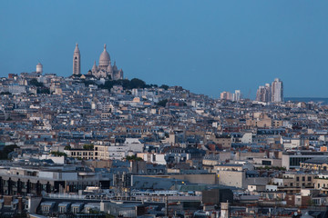 The Sacré-Coeur cathedral overlooking Paris from the hill at Montmartre