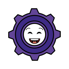 gears machinery kawaii character vector illustration design