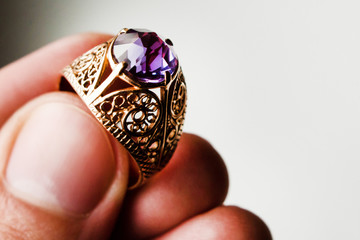 Gold ring with sapphire