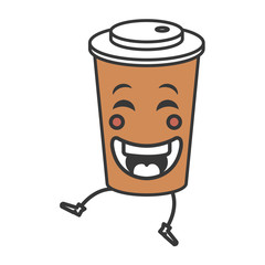 coffee in plastic cup kawaii character vector illustration design