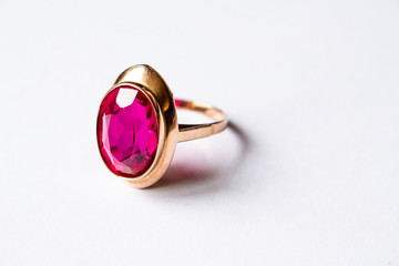 Gold ring with a large ruby