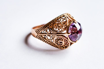 Gold ring with sapphire