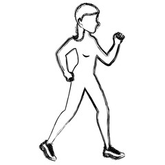 sport woman walking silhouette vector illustration design