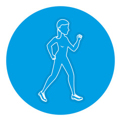 sport woman walking silhouette vector illustration design